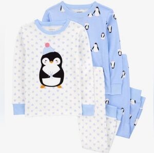 Carter's Penguin Pajama Set - Light Blue and White